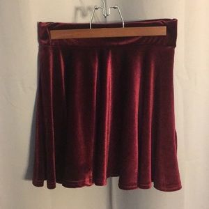 Burgundy Velvet Skater Skirt